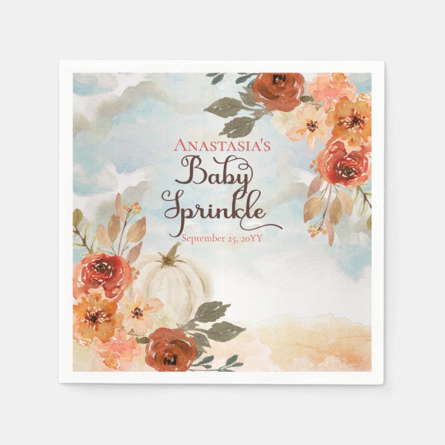 Serviette En Papier Un Petit Citrouille | Floral Girl Baby Sprinkl (Devant)