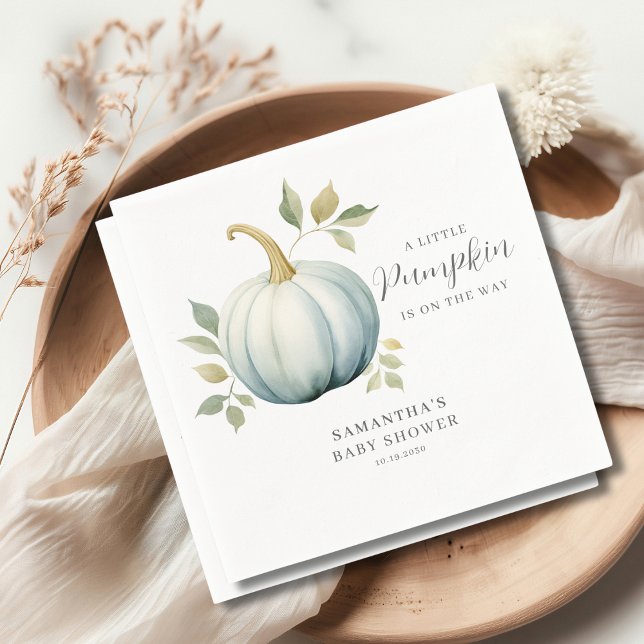 Serviette En Papier Un Petit Citrouille Sur Le Chemin Baby shower Bleu (Créateur téléchargé)