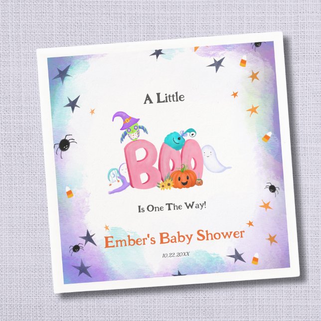 Serviette En Papier Un Petit Fantôme De Boo, Baby shower D'Halloween D (Créateur téléchargé)