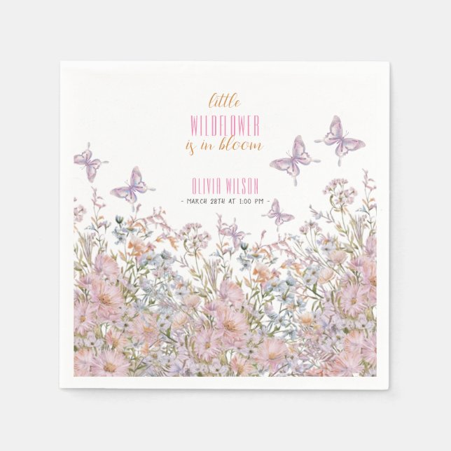 Serviette En Papier Un petit fleur sauvage est dans le baby shower fle (Devant)