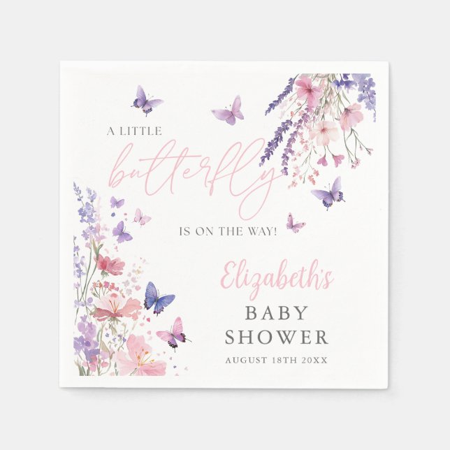Serviette En Papier Un petit Fleur sauvage papillon Baby shower floral (Devant)