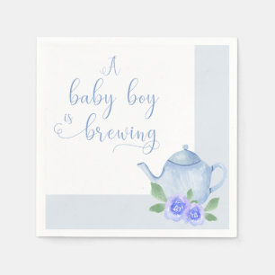 Serviette En Papier Un petit garçon brasse du Baby shower de théière b