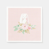 Un petit lapin a un an Fleurs roses Gingham annive