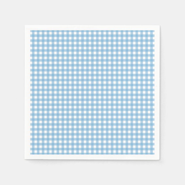 Serviette En Papier Un petit lapin a un anniversaire bleu Gingham (Devant)
