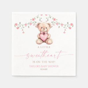 Serviette En Papier Un petit nounours rose pour une future petite chér