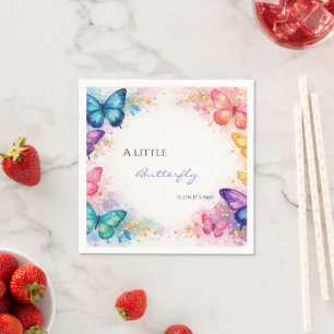 Serviette En Papier Un Petit Papillon En Route Fête Prénatale Pailleté
