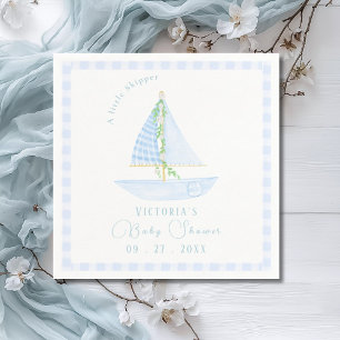 Serviette En Papier Un Petit Skipper Blue Plaid Baby shower moderne