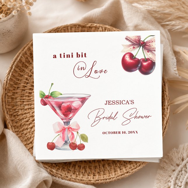 Serviette En Papier Un peu amoureuse de Cherry Martini Enterrement de  (Créateur téléchargé)