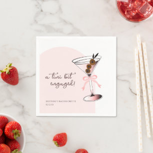 Serviette En Papier Un peu fiancée Martini Rose Enterrement de vie de