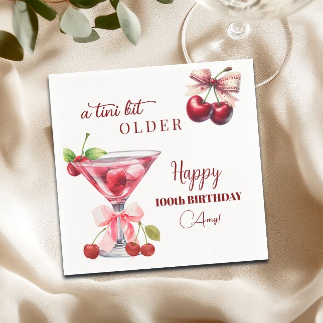 Serviette En Papier Un peu plus âgé Cherry Martini 100e anniversaire (Créateur téléchargé)