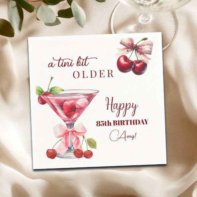 Serviette En Papier Un peu plus âgé Cherry Martini 85e anniversaire (Créateur téléchargé)