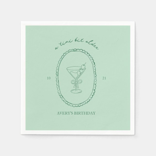 Serviette En Papier Un peu plus âgé" Martini Anniversaire (Devant)