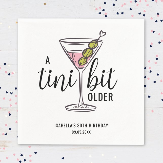 Serviette En Papier Un peu plus âgé Martini d'anniversaire dessiné à l (Créateur téléchargé)