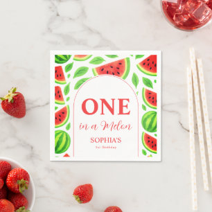 Serviette En Papier Un Premier Anniversaire Dans Un Melon