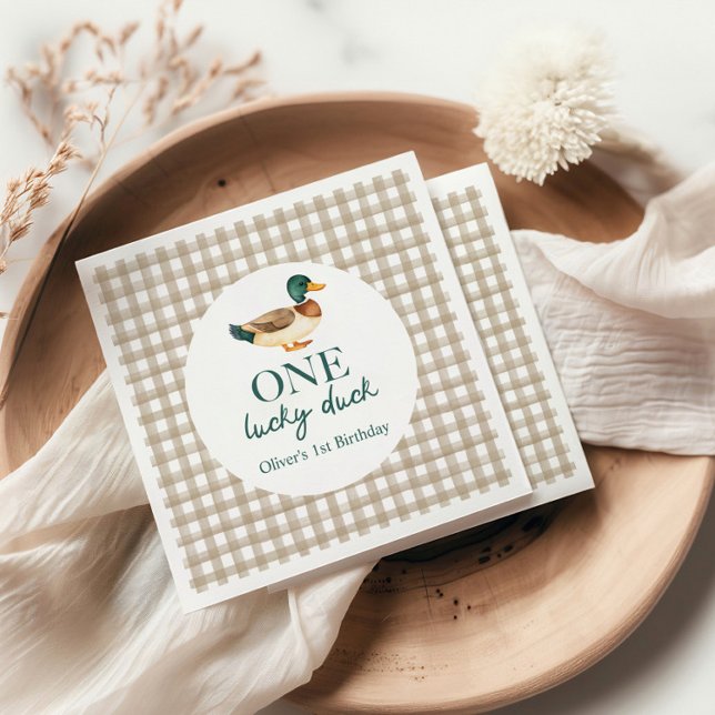 Serviette En Papier Un premier anniversaire de One Lucky Duck (Créateur téléchargé)