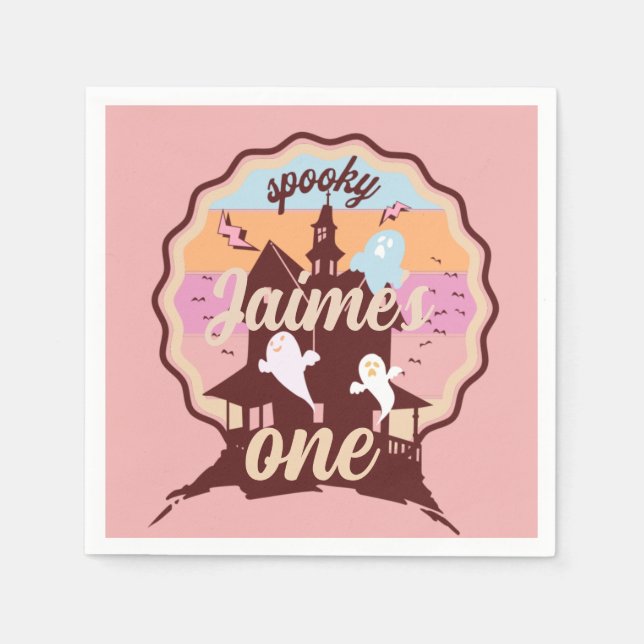 Serviette En Papier Un premier anniversaire Halloween Spooky One Ghost (Devant)