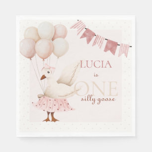 Serviette En Papier Un Silencieux Goose Pink Pastel 1er Anniversaire