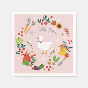 Serviette En Papier Un Silly Goose Farmer Jardin Thème Rose
