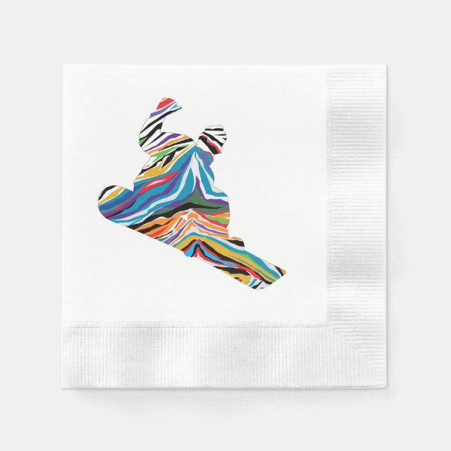 Serviette En Papier Un Snowboardeur Cool en imprimé zèbre psychédéliqu (Devant)
