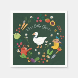 Serviette En Papier Un sot oie fermier de jardin thème vert