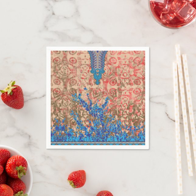 Serviette En Papier un tableau d'écharpe bleu et beige (En situation)