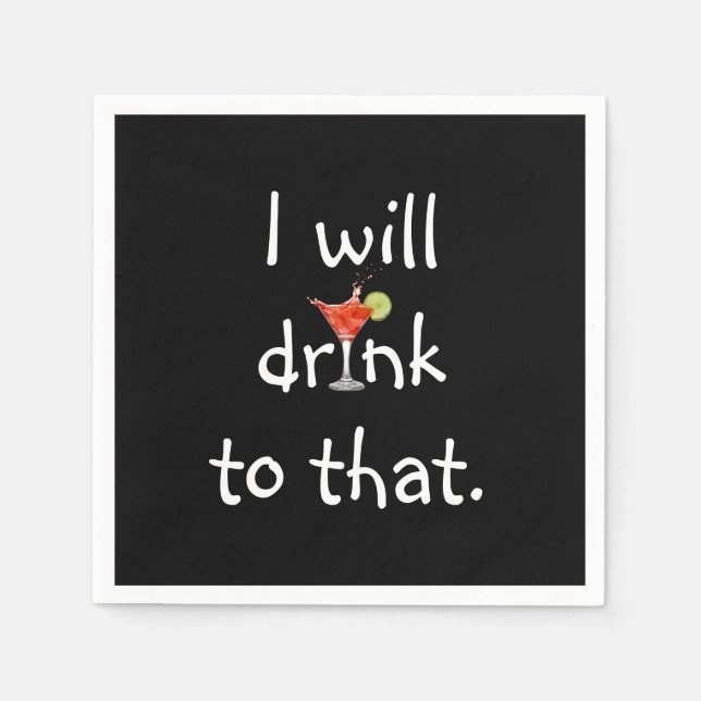 Serviette En Papier Un Texte Amusant Avec Cocktail (Devant)