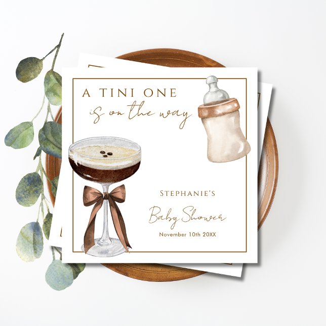 Serviette En Papier Un Tini Sur Le Chemin Baby shower Espresso Martini (Créateur téléchargé)
