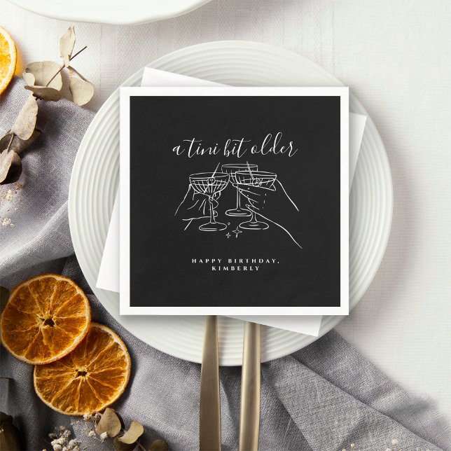 Serviette En Papier Un Tini Un Peu Plus Ancien Chic Martini Noir Fête  (Créateur téléchargé)