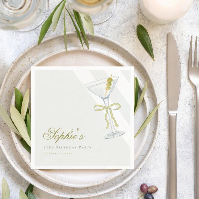 Serviette En Papier Un Tini Un Peu Plus Ancien Cocktail Olive Martini  (Créateur téléchargé)
