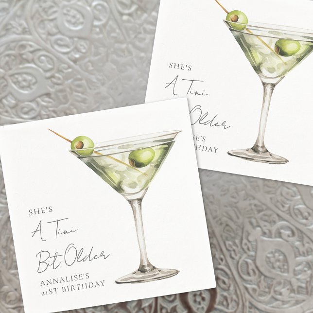 Serviette En Papier Un Tini Un Peu Plus Ancien Martini (A Tini Bit Older Martini Birthday Party Napkins)