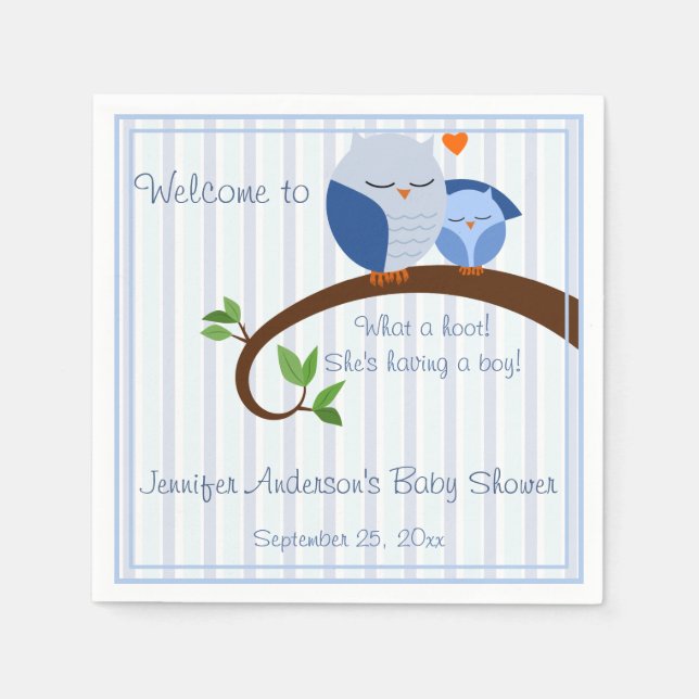 Serviette En Papier Un trou ! Baby shower de Chouettes Bleues (Devant)