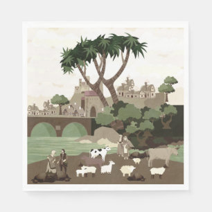 Serviette En Papier Un village du Moyen Âge