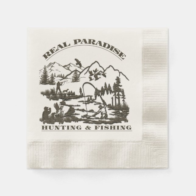 Serviette En Papier Un vrai paradis Chasse & Pêche (Devant)