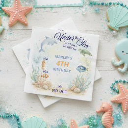 Serviette En Papier Under the Sea Ocean Animals Beach Birthday