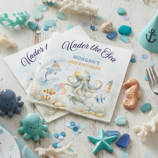 Serviette En Papier Under the Sea Ocean Animals Octopus Birthday