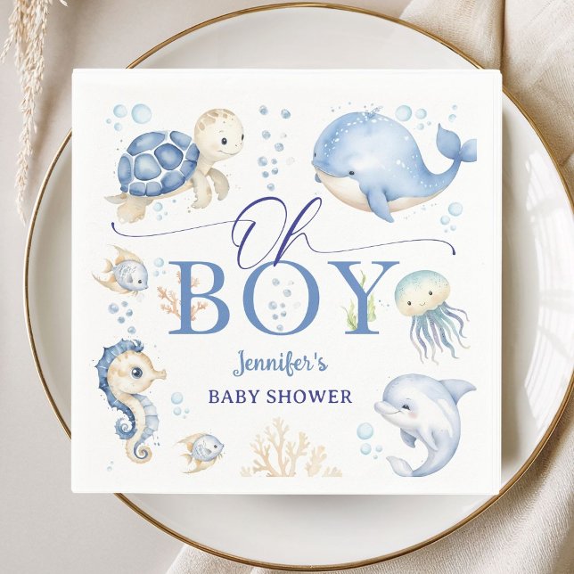 Serviette En Papier Under The Sea Ocean Baby Shower Boy Paper Napkins (Créateur téléchargé)