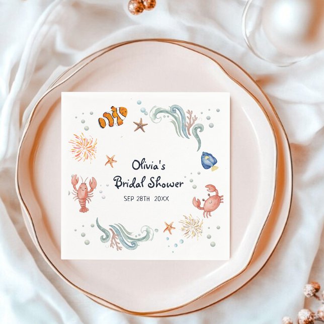 Serviette En Papier Under the Sea She's a Catch Bridal Shower Cocktail (Créateur téléchargé)