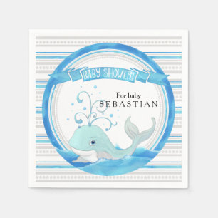 Serviette En Papier Une Baby Shower de Baleine pour un Garçon sur le T