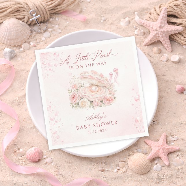 Serviette En Papier Une Baby Shower Fille Perle (Créateur téléchargé)