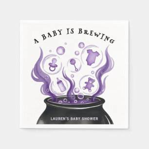Serviette En Papier Une Baby Shower Halloween Chaudron Un Bébé Est En