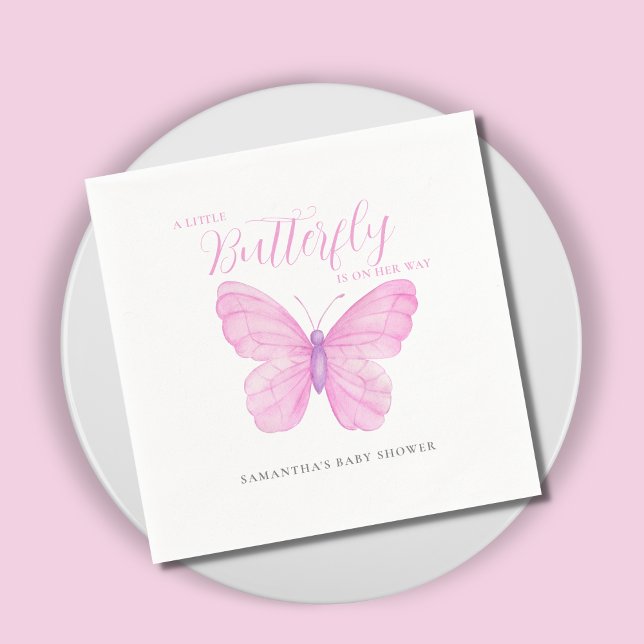 Serviette En Papier Une Baby Shower Rose Papillon (Créateur téléchargé)