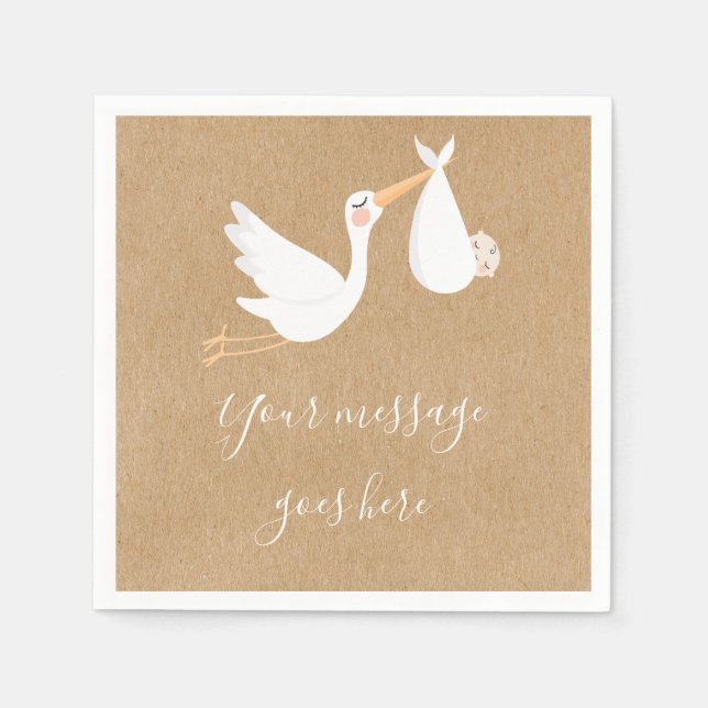 Serviette En Papier Une Baby Shower / Sprinkle de cigogne de livraison (Devant)