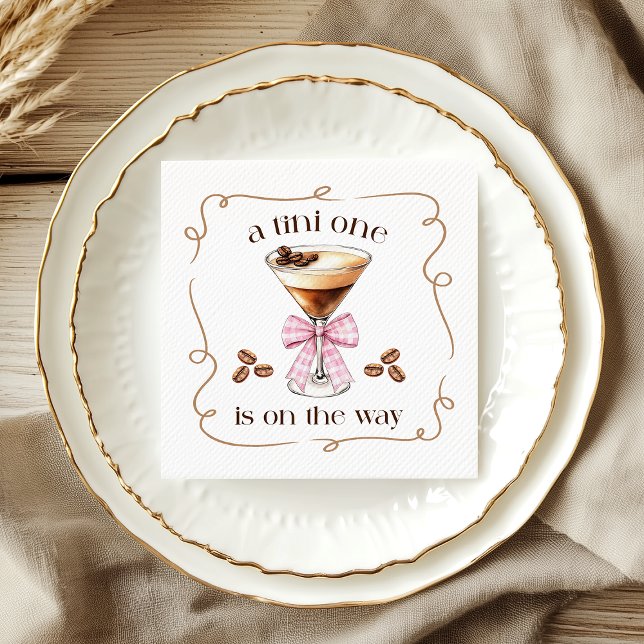Serviette En Papier Une Baby Shower Tini One Espresso Martini Nœud Ros (A Tini One Espresso Martini Pink Bow Baby Shower Napkins)