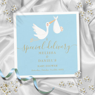 Serviette En Papier Une cigogne de livraison spéciale pour la baby sho