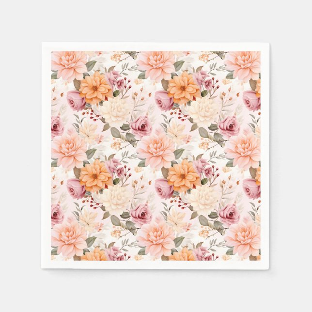 Serviette En Papier Une conception de série florale d'automne 2 (Devant)