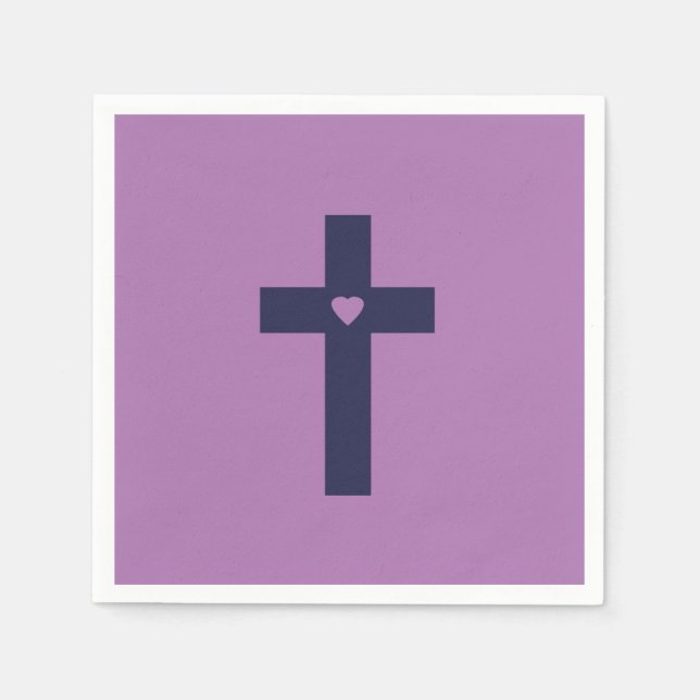 Serviette En Papier Une croix avec un cœur d'amour sacré (Devant)
