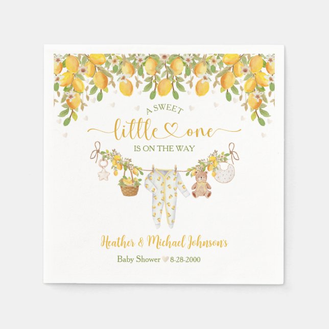 Serviette En Papier Une Douce Petite Fête de Naissance Citron Citrus (Devant)