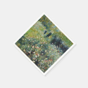 Serviette En Papier Une femme avec un parasol dans un jardin par Augus