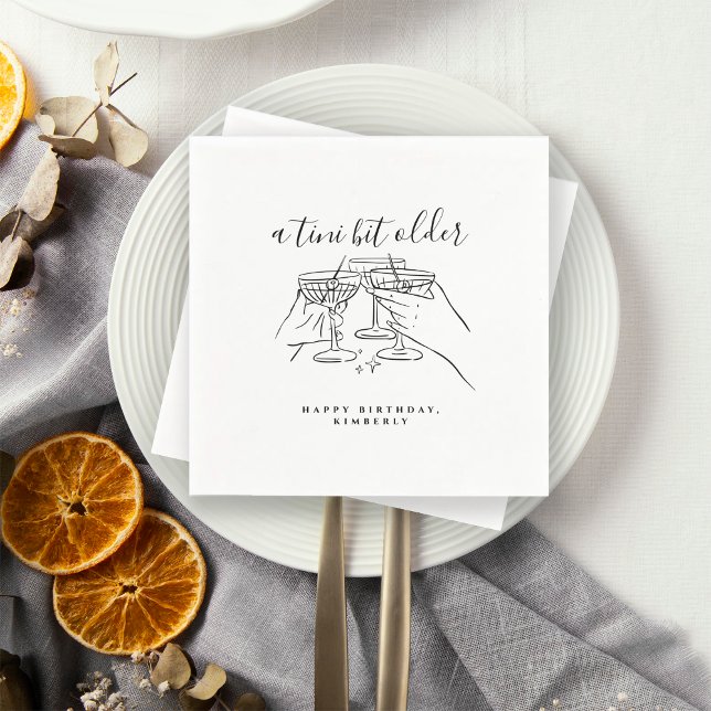 Serviette En Papier Une fête d'anniversaire Chic Martini Blanc Un peu  (Créateur téléchargé)