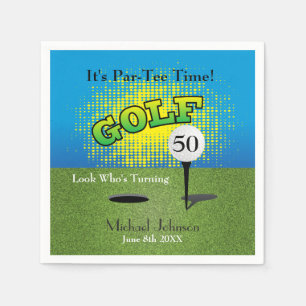 Serviette En Papier Une fête d'anniversaire de golfeur